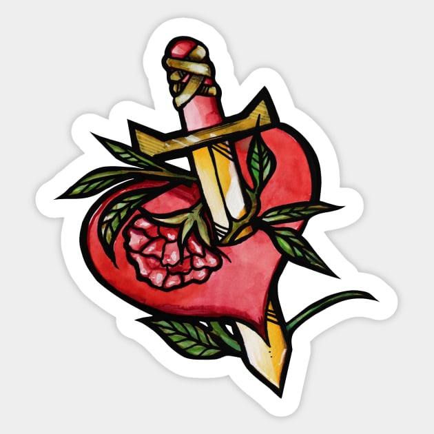 Sword and Heart Sticker by bubbsnugg